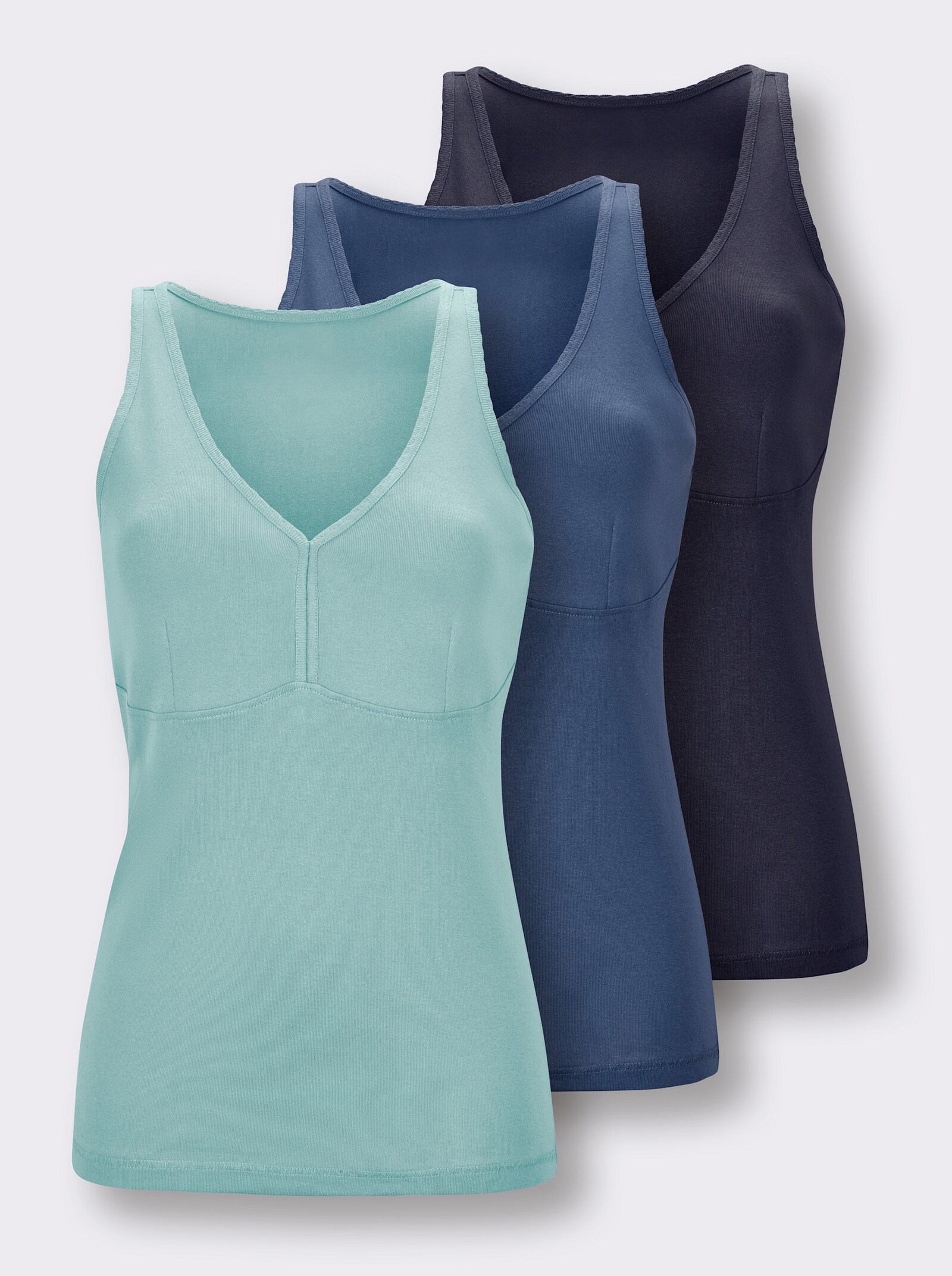 wäschepur BH-Hemd ohne Bügel - marine + jeansblau + mint