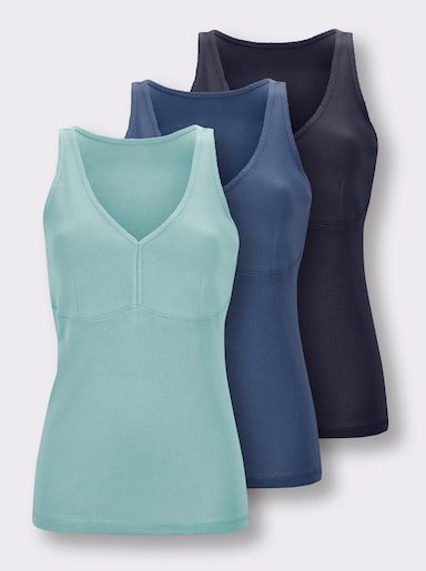 wäschepur BH-Hemd ohne Bügel - marine + jeansblau + mint