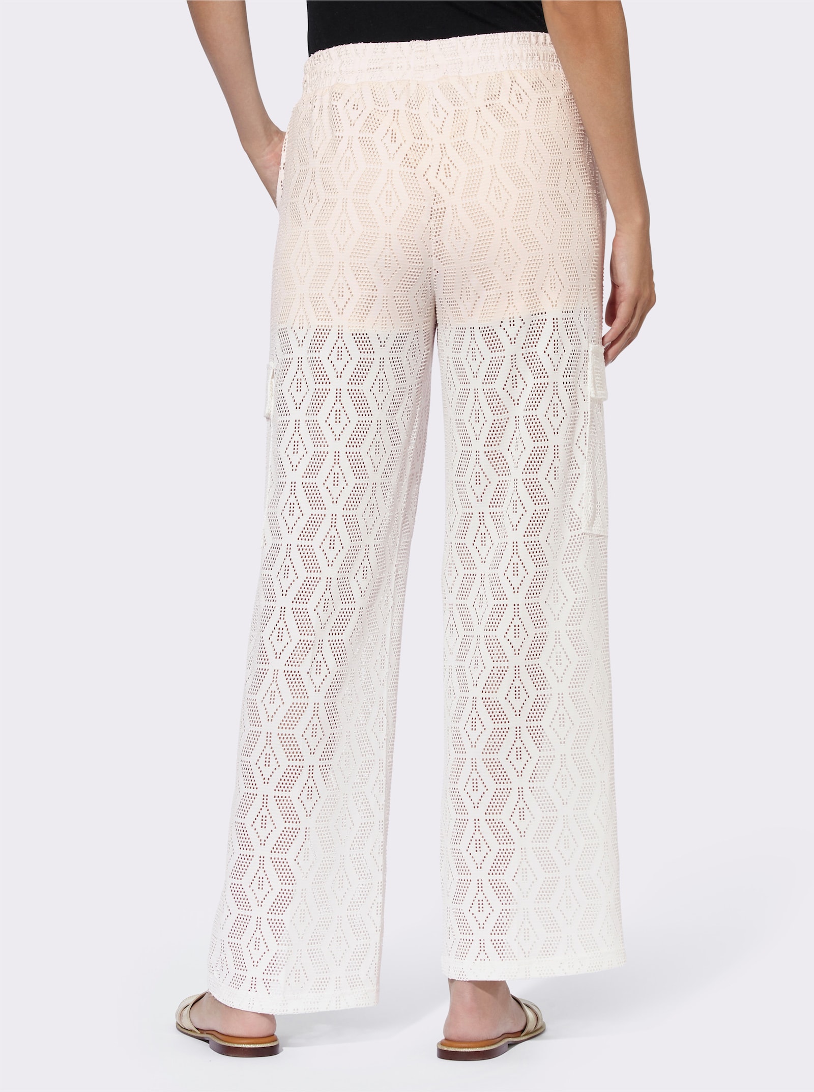 heine Jerseyhose mit Lochmuster - ecru