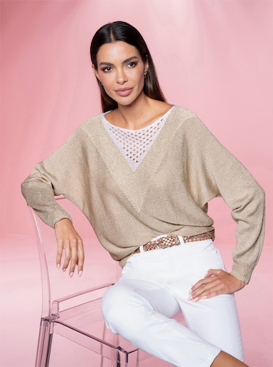 heine Pullover - sand-weiss-gemustert