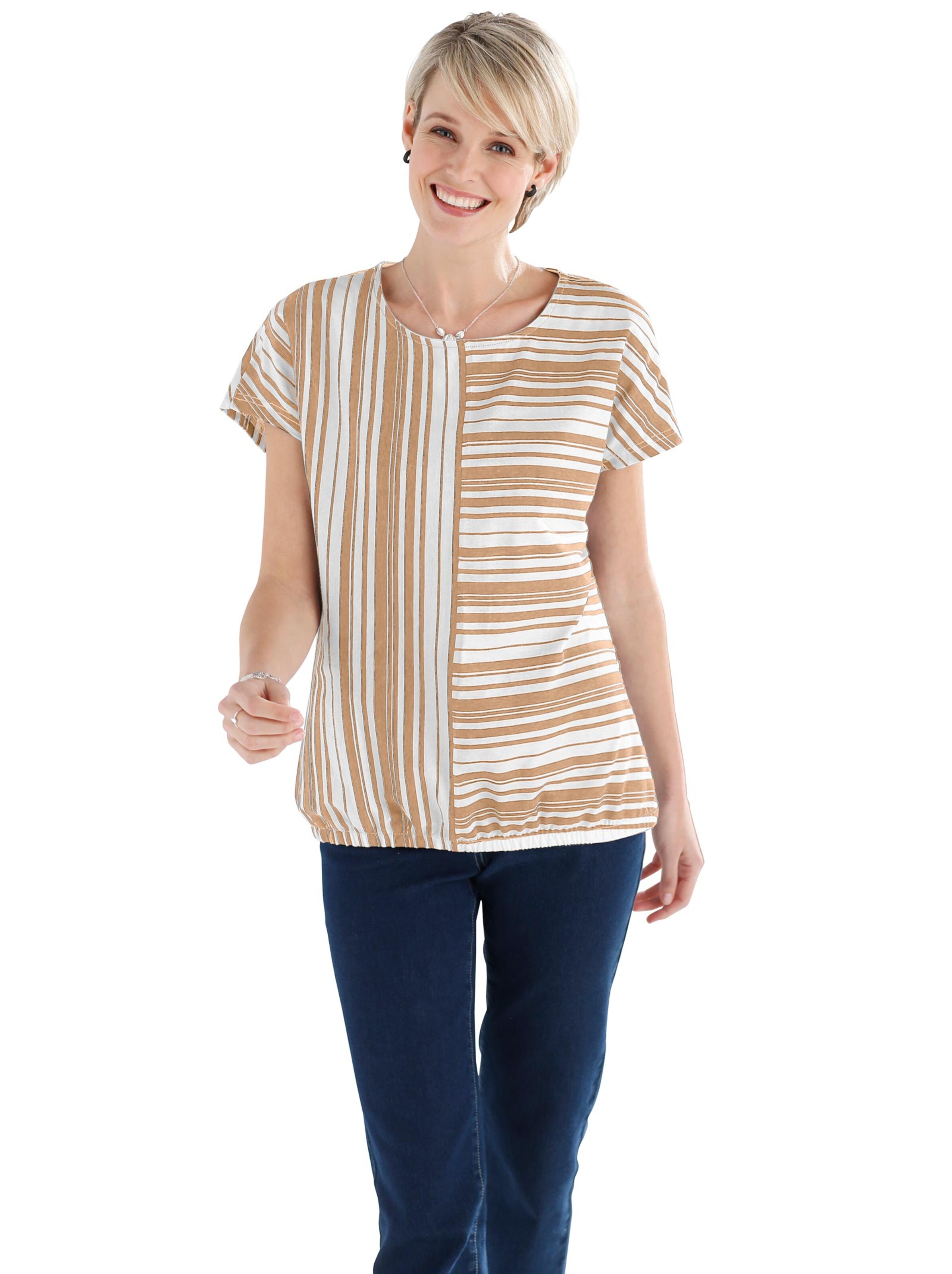 Shirt - beige-gestreift