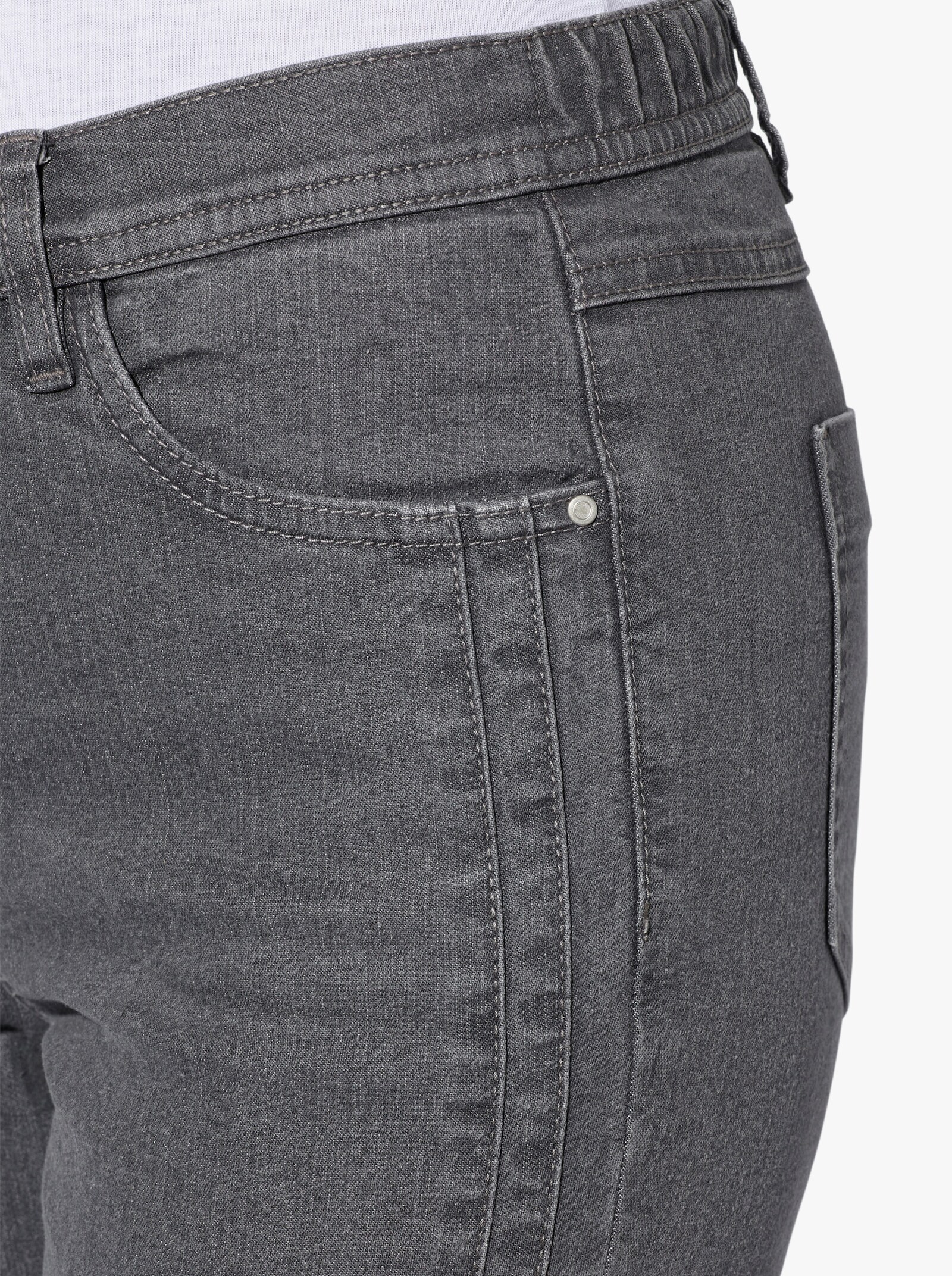 Jeans mit seitlichem Einsatz - grey-denim