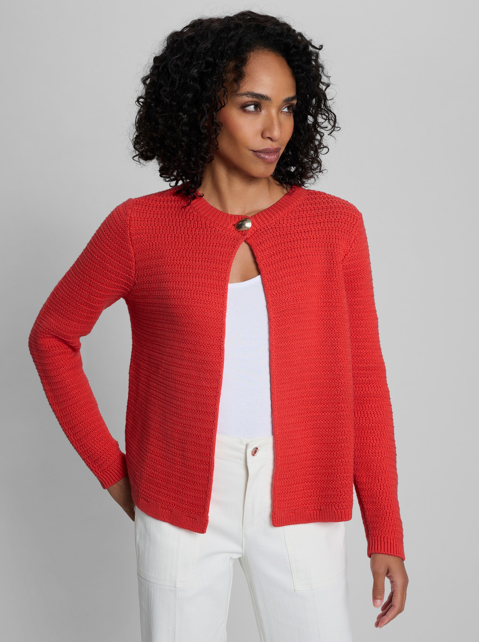 heine Strickjacke mit Strukturmuster - hummer