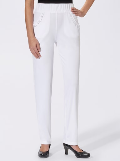 Schlupfhose mit Ziersteinchen - weiß