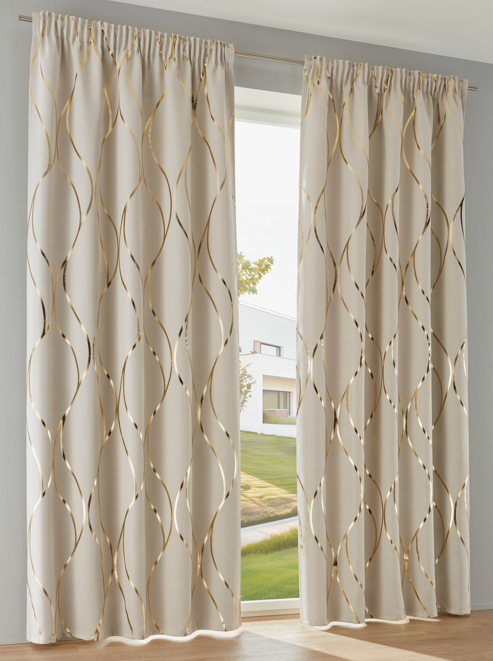 heine home Verdunklungsschal - beige-goldfarben
