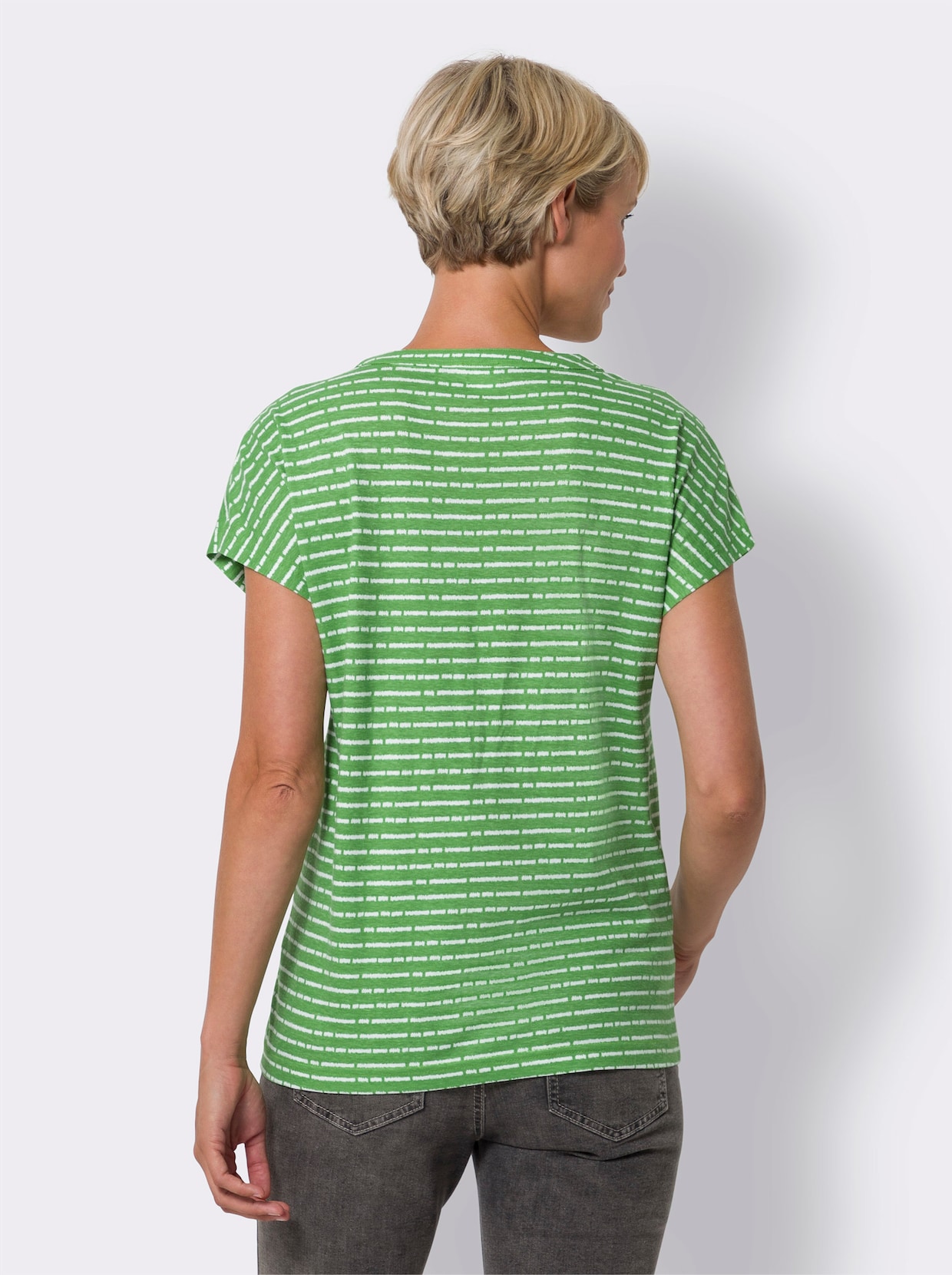 Shirt - appelgroen/wit gestreept