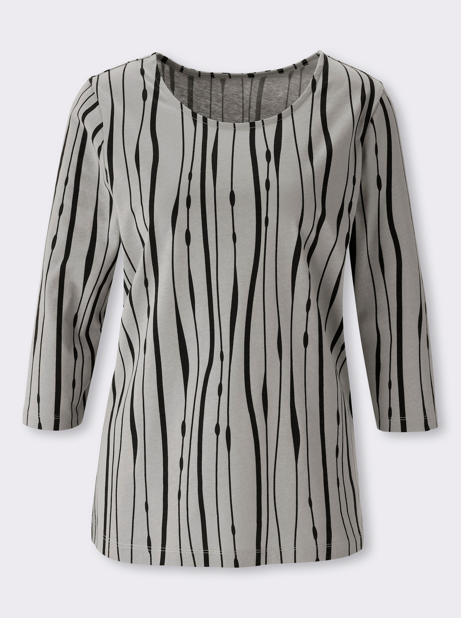 3/4-Arm-Shirt mit Allover-Druck - steingrau-graphit-bedruckt