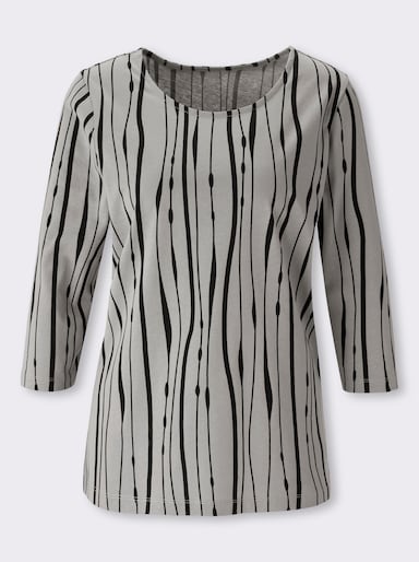 3/4-Arm-Shirt mit Allover-Druck - steingrau-graphit-bedruckt