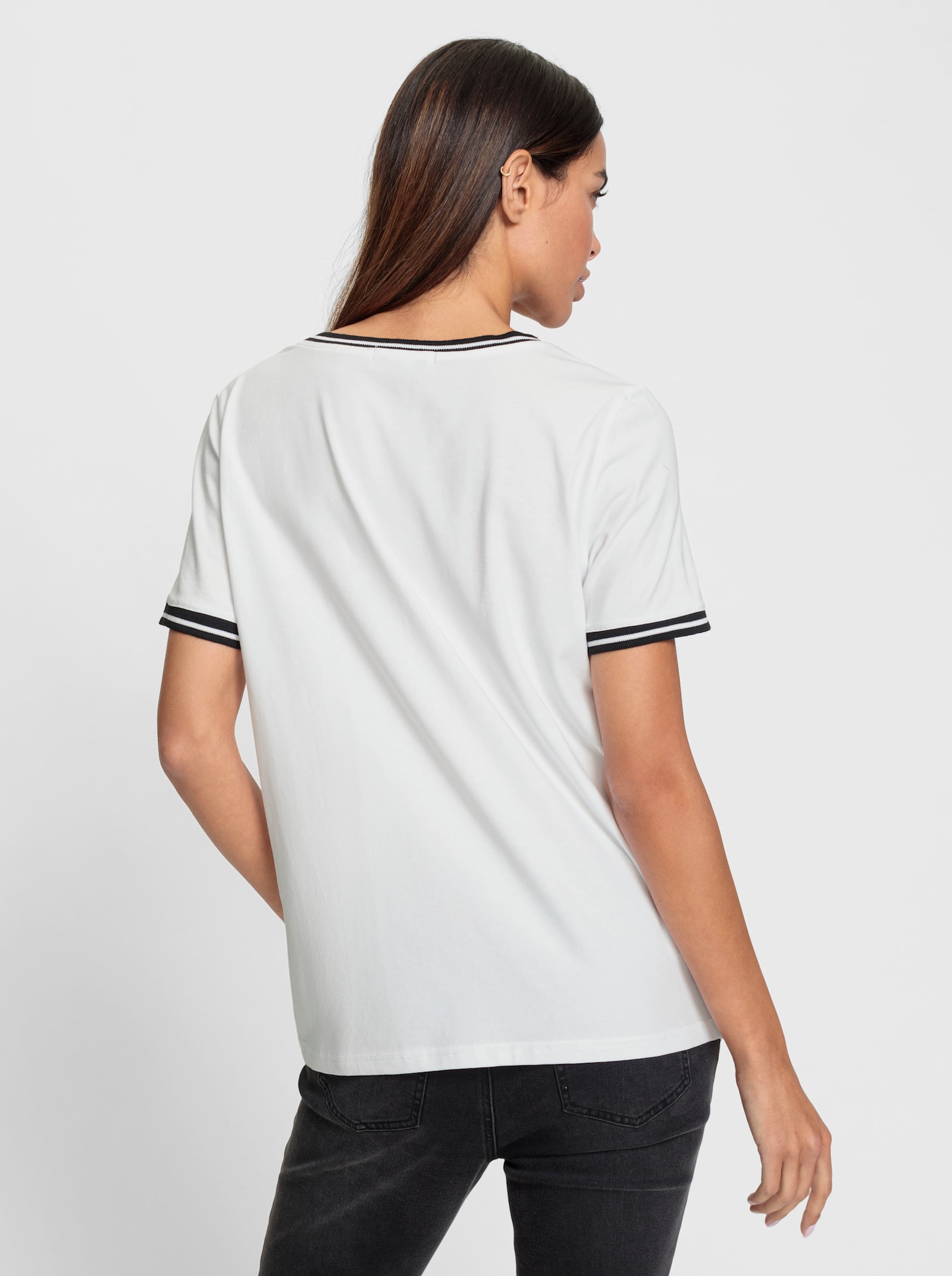 heine Rundhalsshirt mit Print - weiß