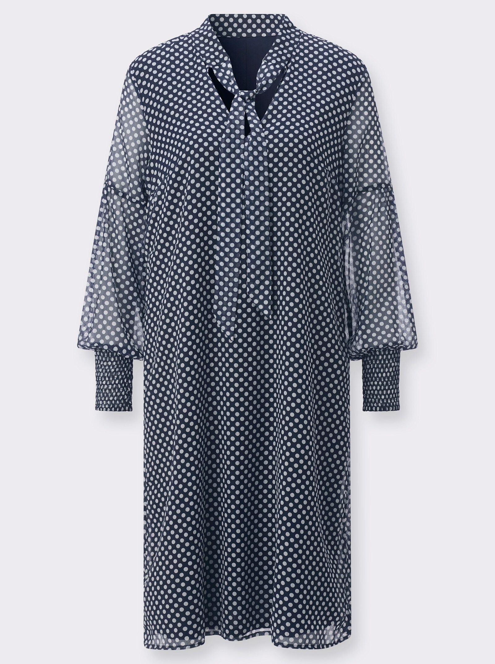 Druckkleid mit Viskose-Futter - marine-ecru-bedruckt