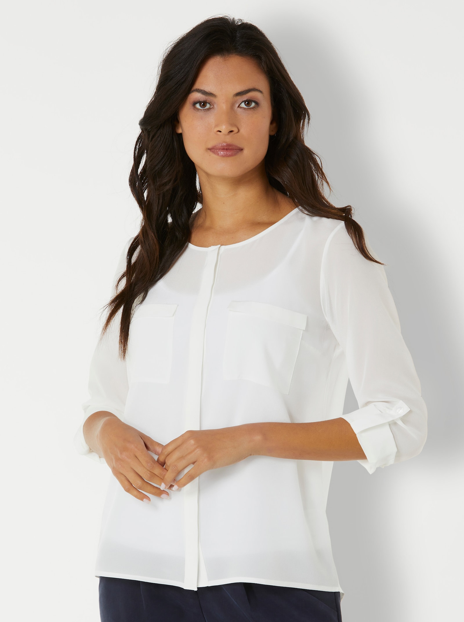 heine Zijden blouse met matte glans - ecru