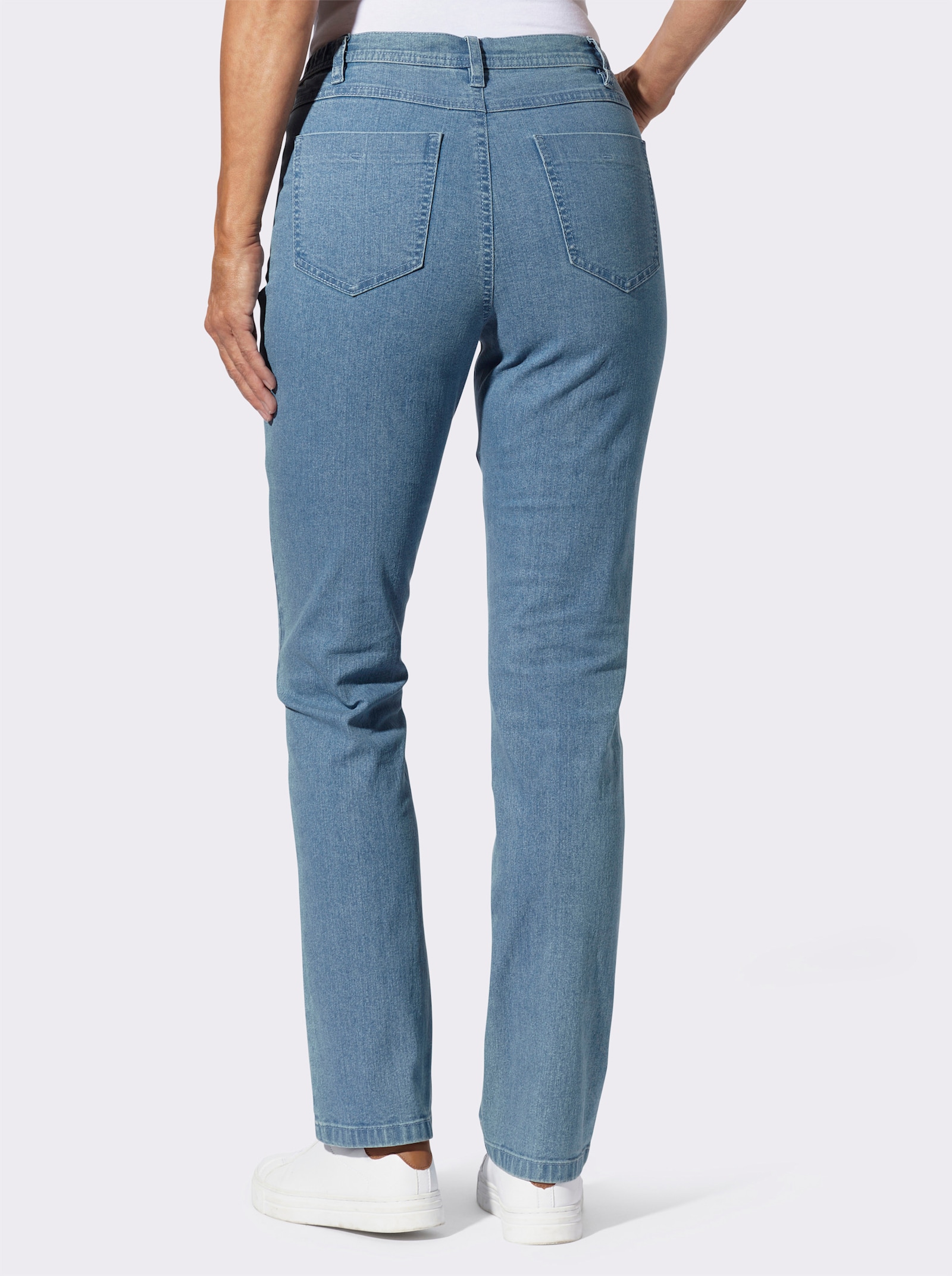 Džíny s boční vsadkou - bělená modrá