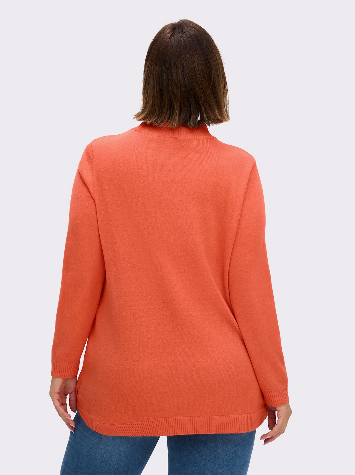Pullover mit abgerundetem Saum - orange