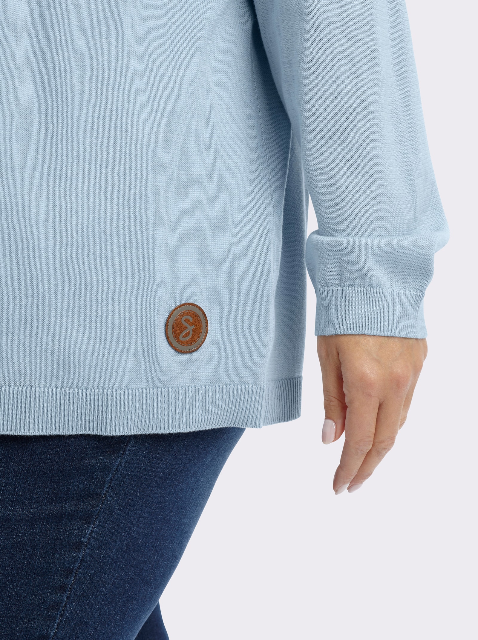 sheego Strickjacke in verschlussloser Form - hellblau