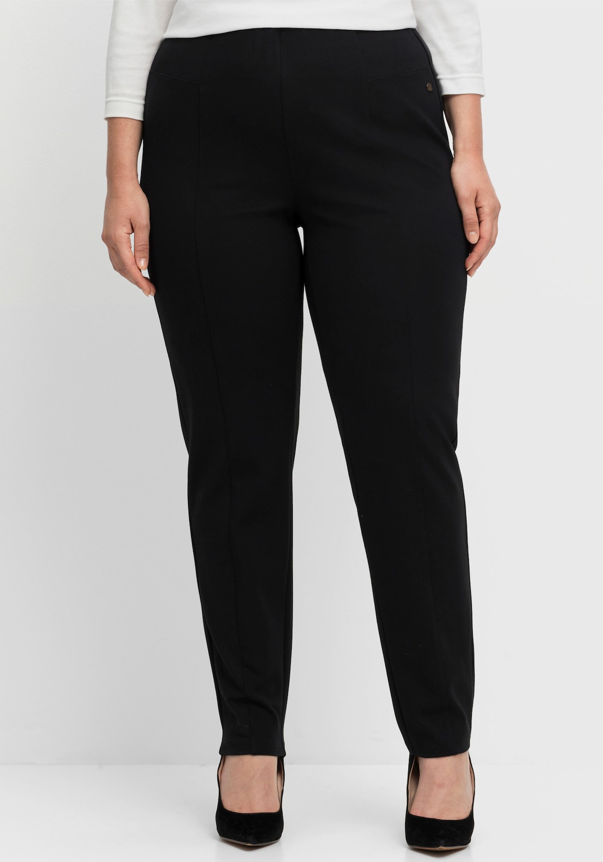sheego Pantalon en jersey - noir