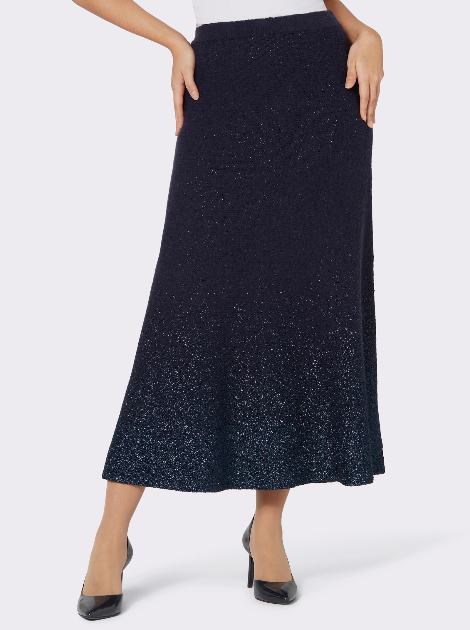 Gebreide rok met glansgaren - marine