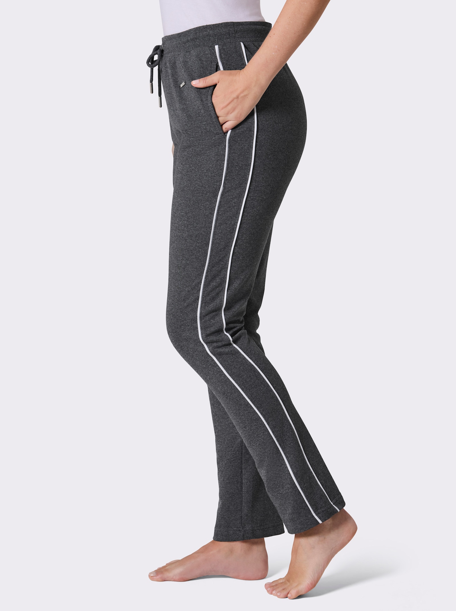 feel good Hose - anthrazit-meliert-weiß