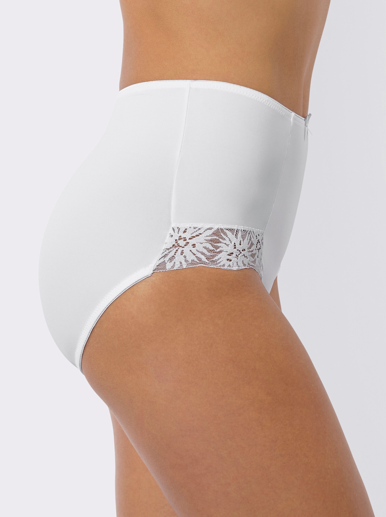 wäschepur Taillenslip mit seitlicher Spitze - 2x weiß