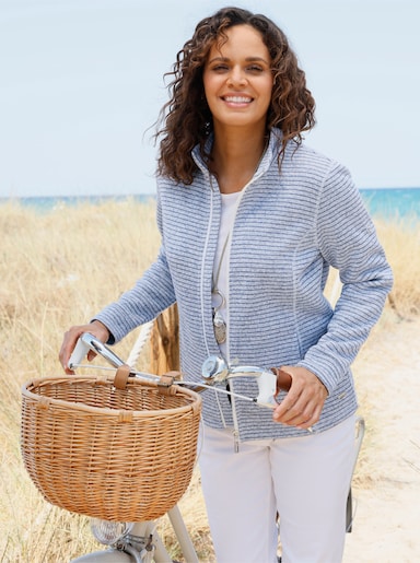 Strickfleecejacke - jeansblau-meliert