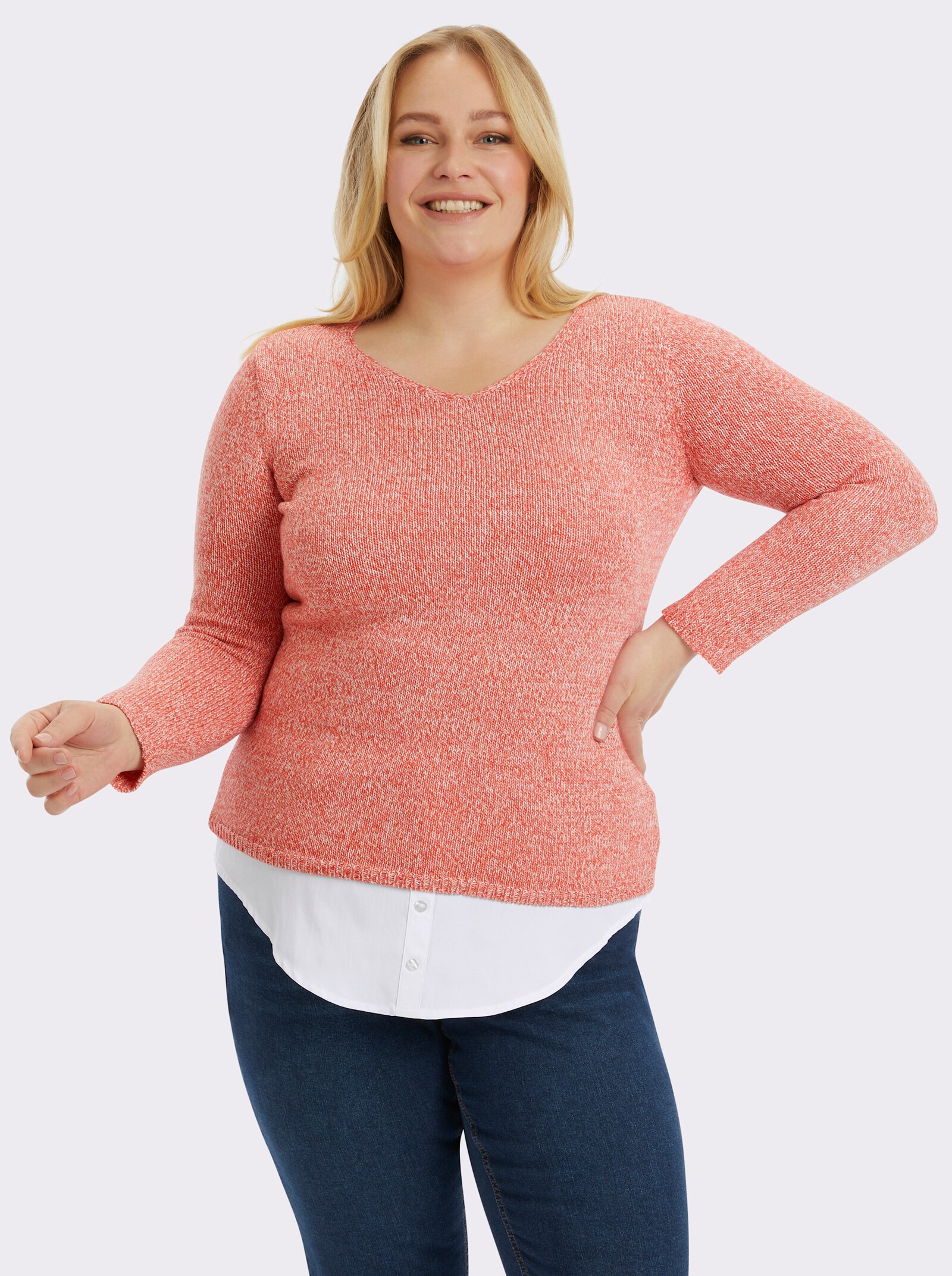 Baumwollbluse als Saum-Verlängerung - weiß