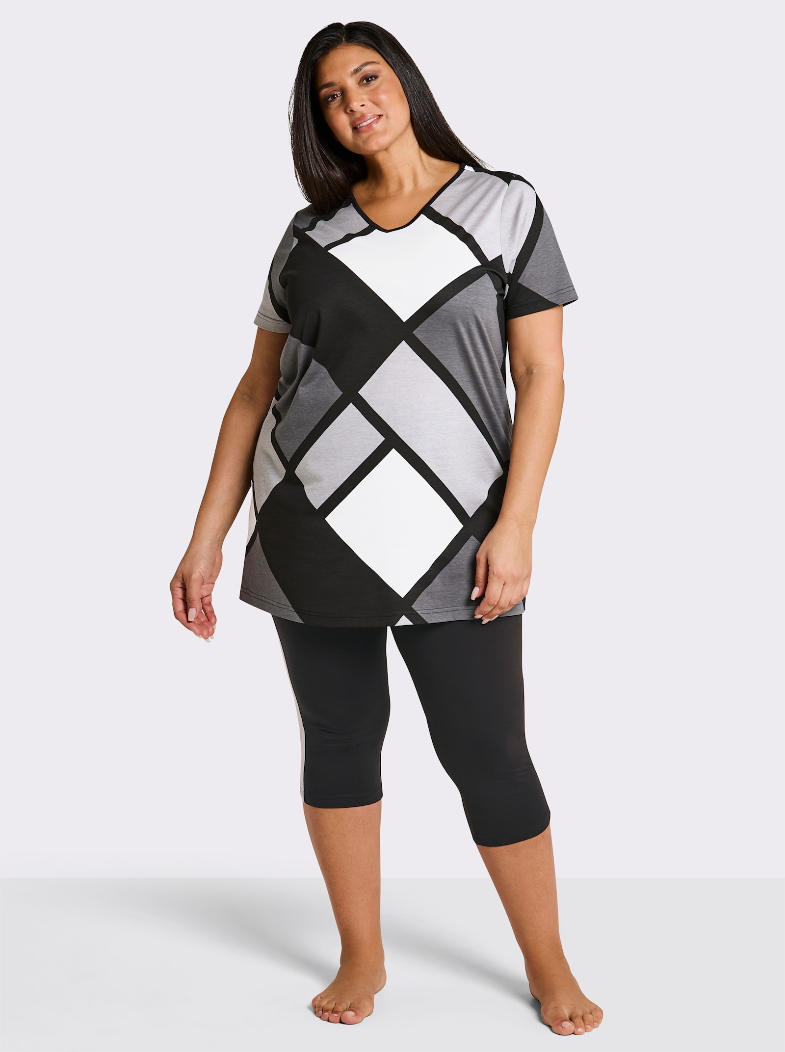 wäschepur Caprianzug mit Grafik-Dessin - schwarz-anthrazit-bedruckt