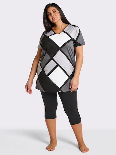 wäschepur Caprianzug mit Grafik-Dessin - schwarz-anthrazit-bedruckt