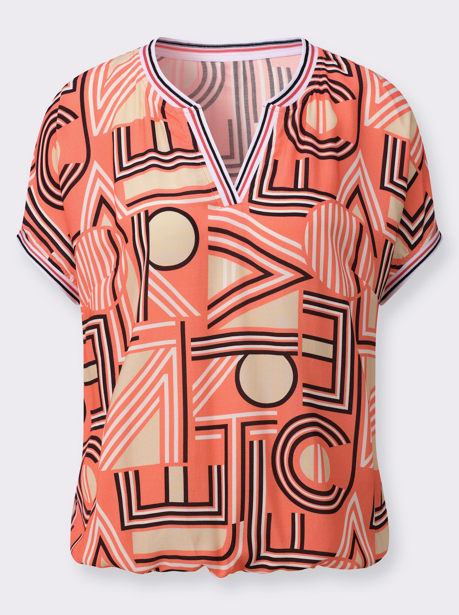 Druckbluse aus reiner Viskose - koralle-sand-bedruckt