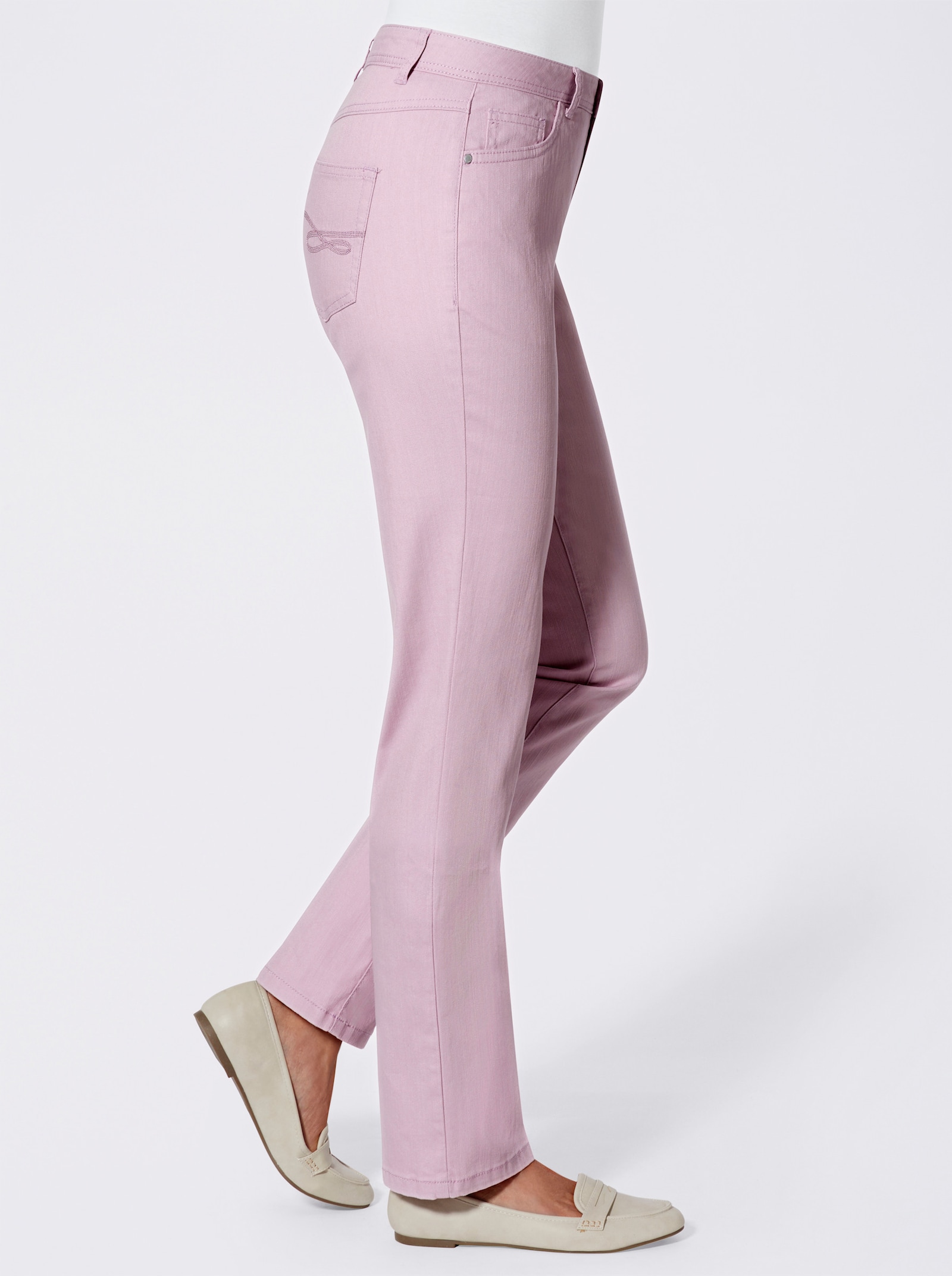 Jeans mit bestickten Gesäßtaschen - altrosé