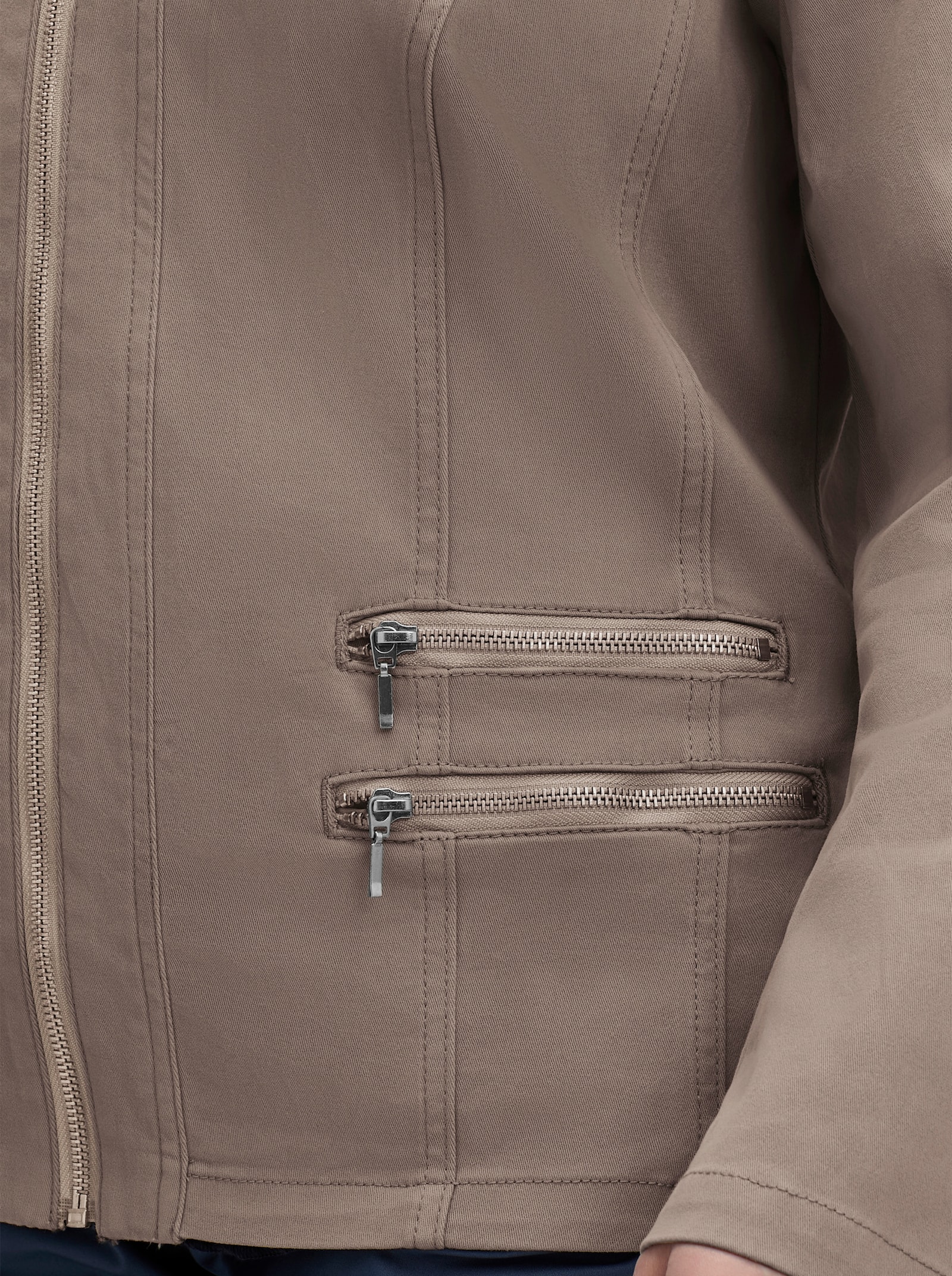 Jeansblazer mit Zier-Reißverschlüssen - taupe