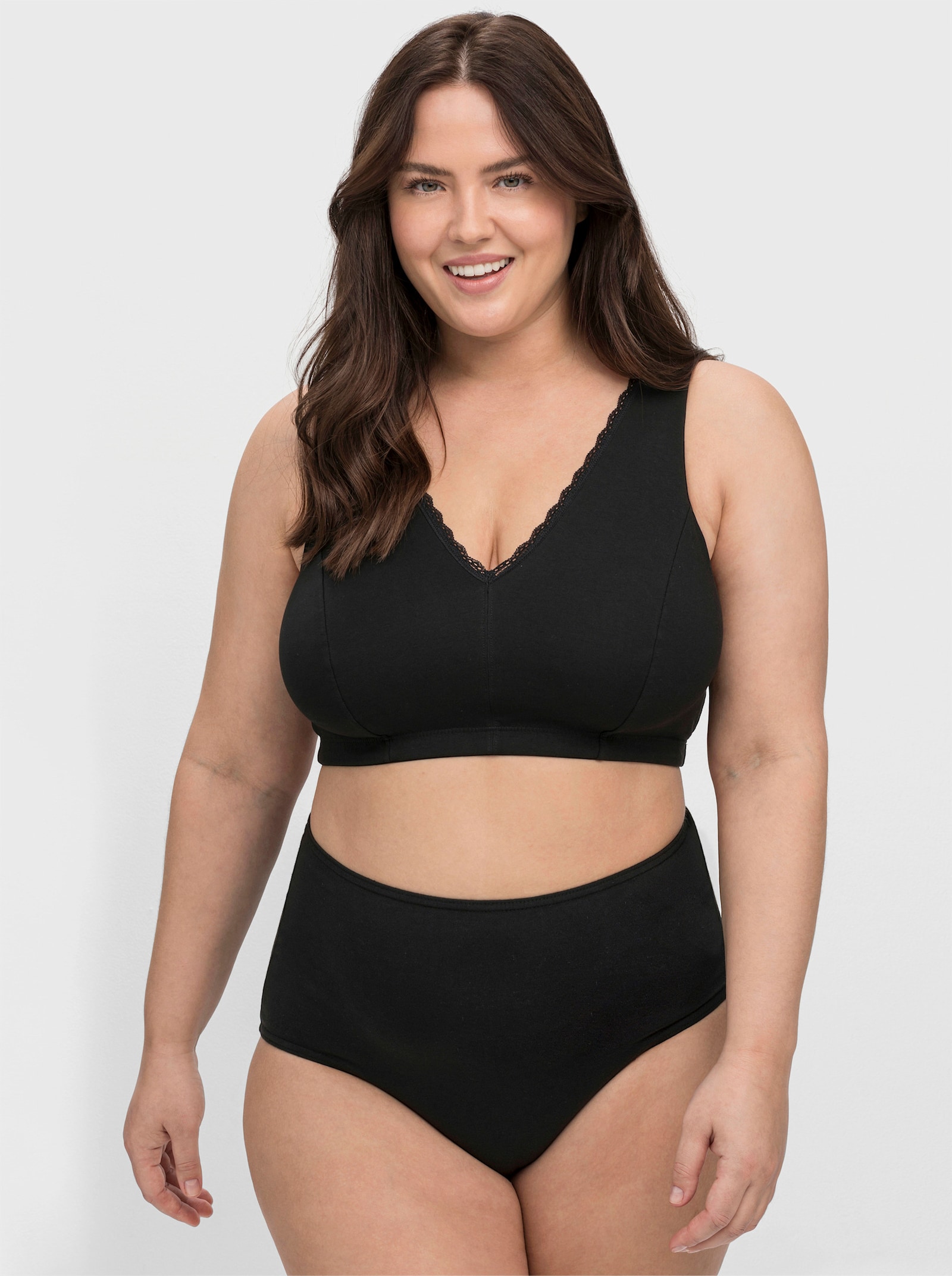 sheego Bügelloser BH in Bustier-Form, im Doppelpack - schwarz + weiß