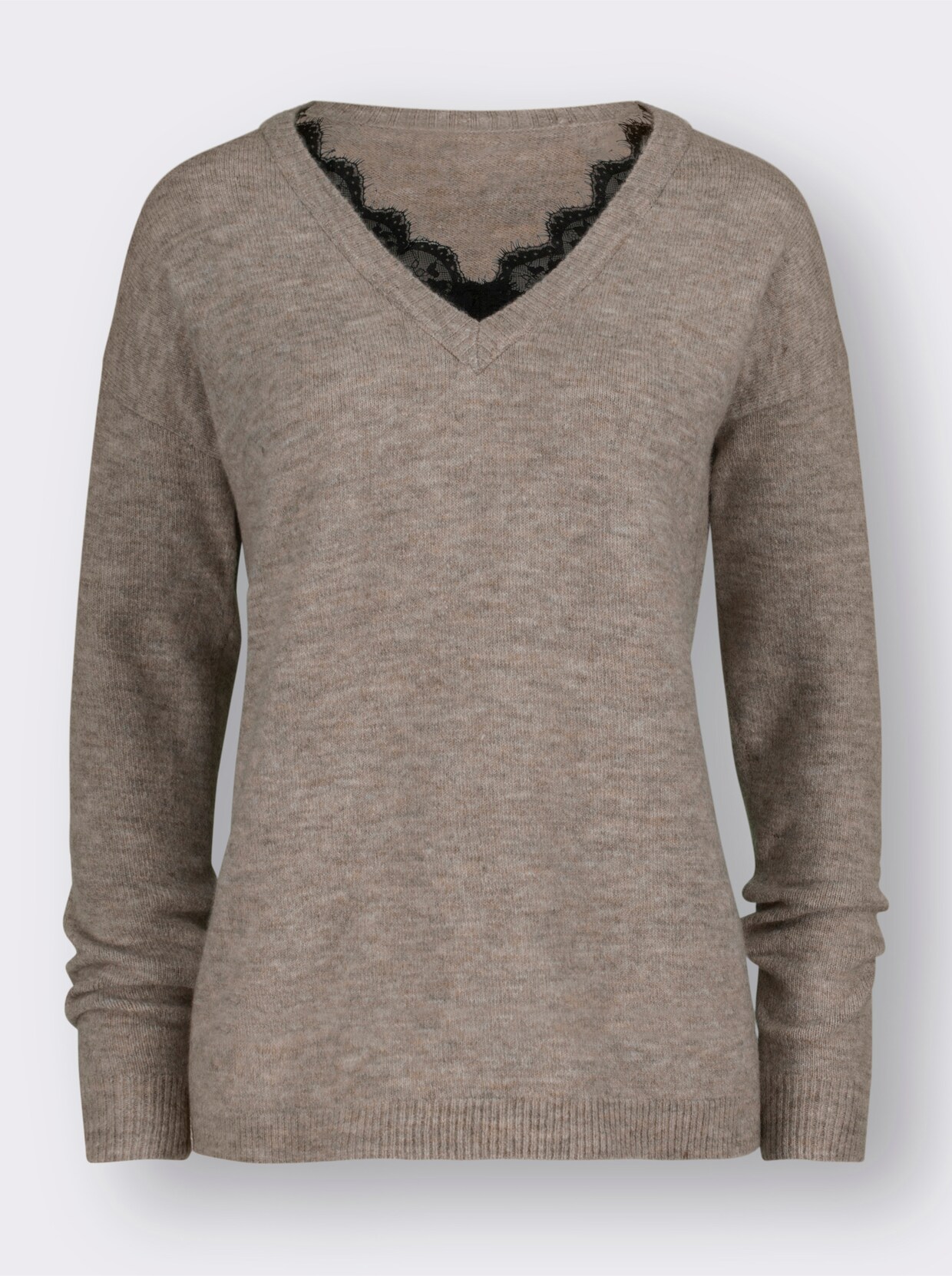 Langarm-Pullover - sand-graphit-meliert