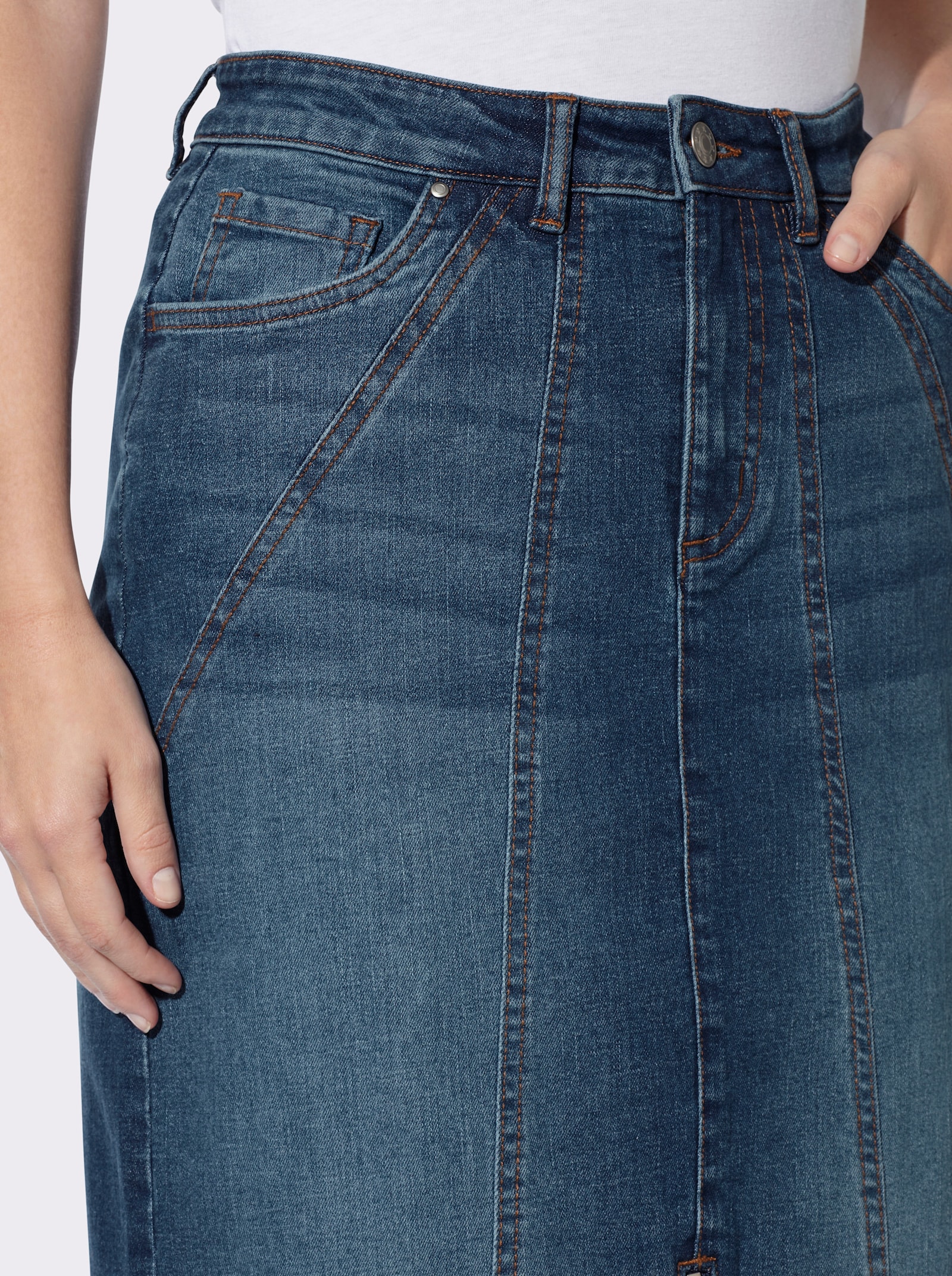 heine Jeansrok met loopsplit - blue-stonewashed