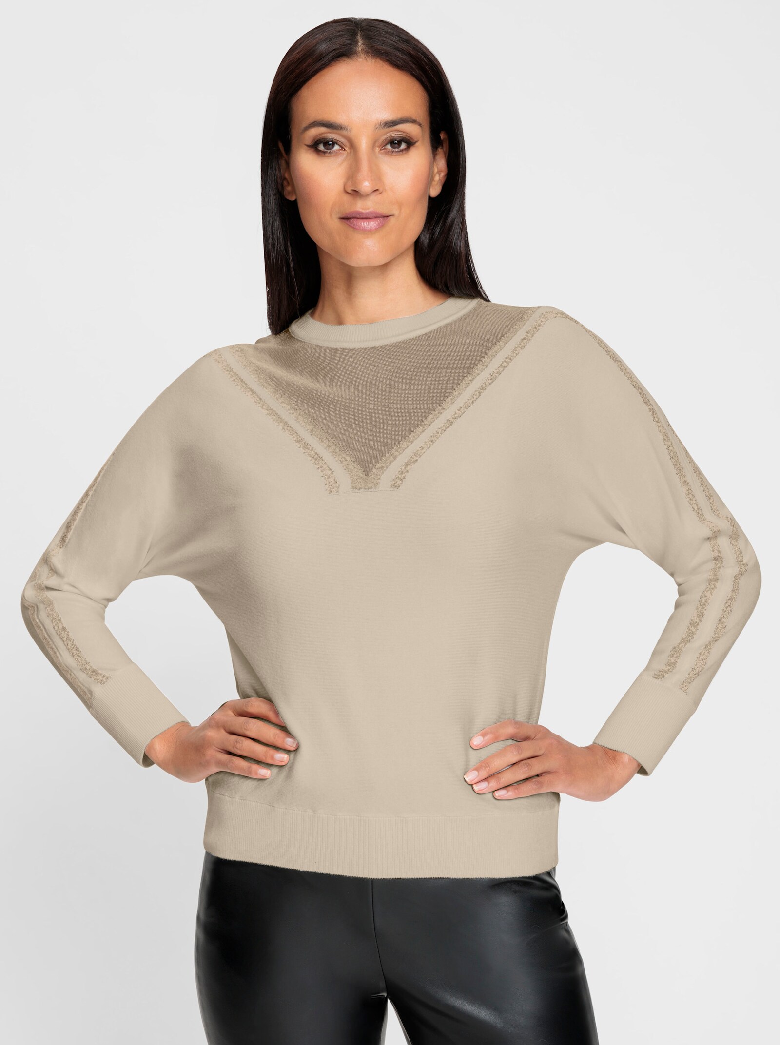 heine Langarm-Pullover mit Fledermausärmeln - sand