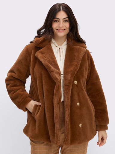 sheego Kurzjacke mit Reverskragen - cognac