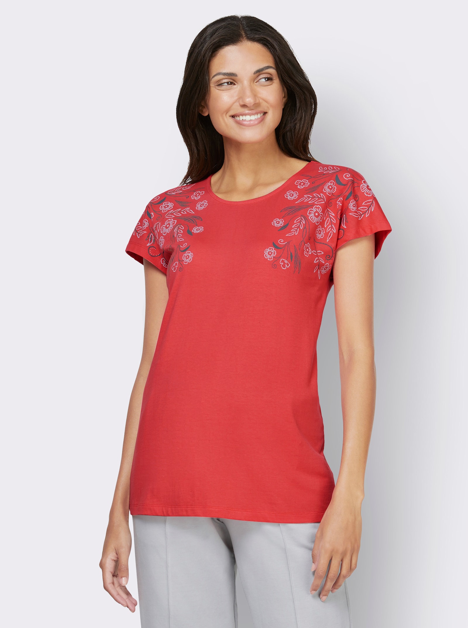 Longshirt mit Blümchen-Druck - hummer