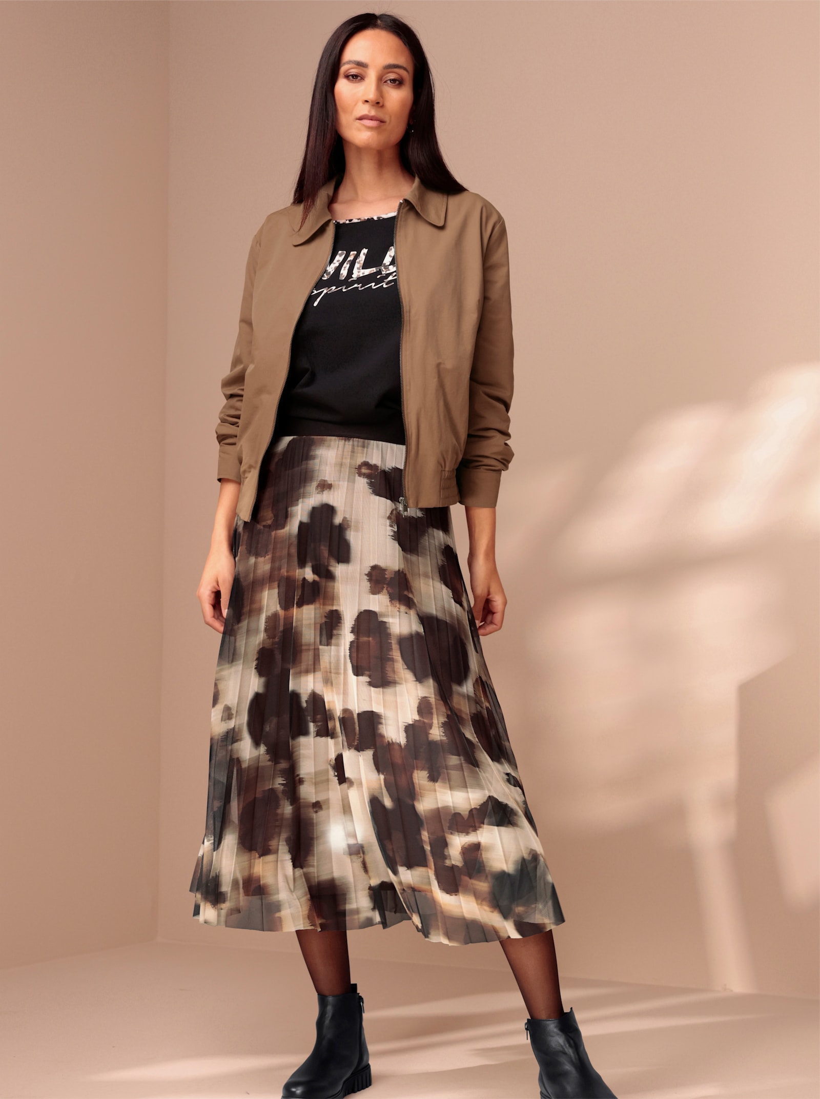 heine Blouson mit Gummizugbund - braun