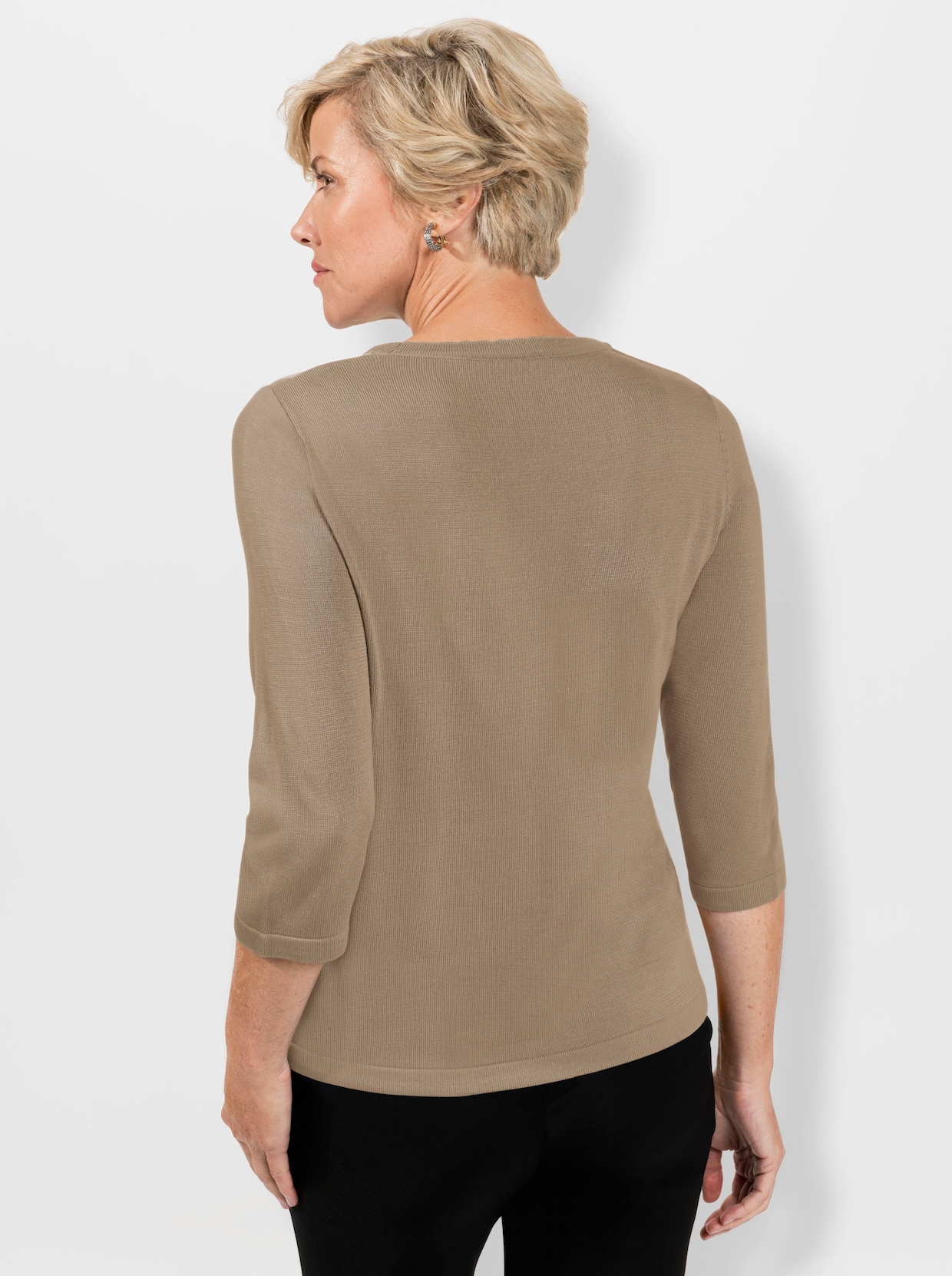 Rundhalspullover - beige-ecru-gemustert