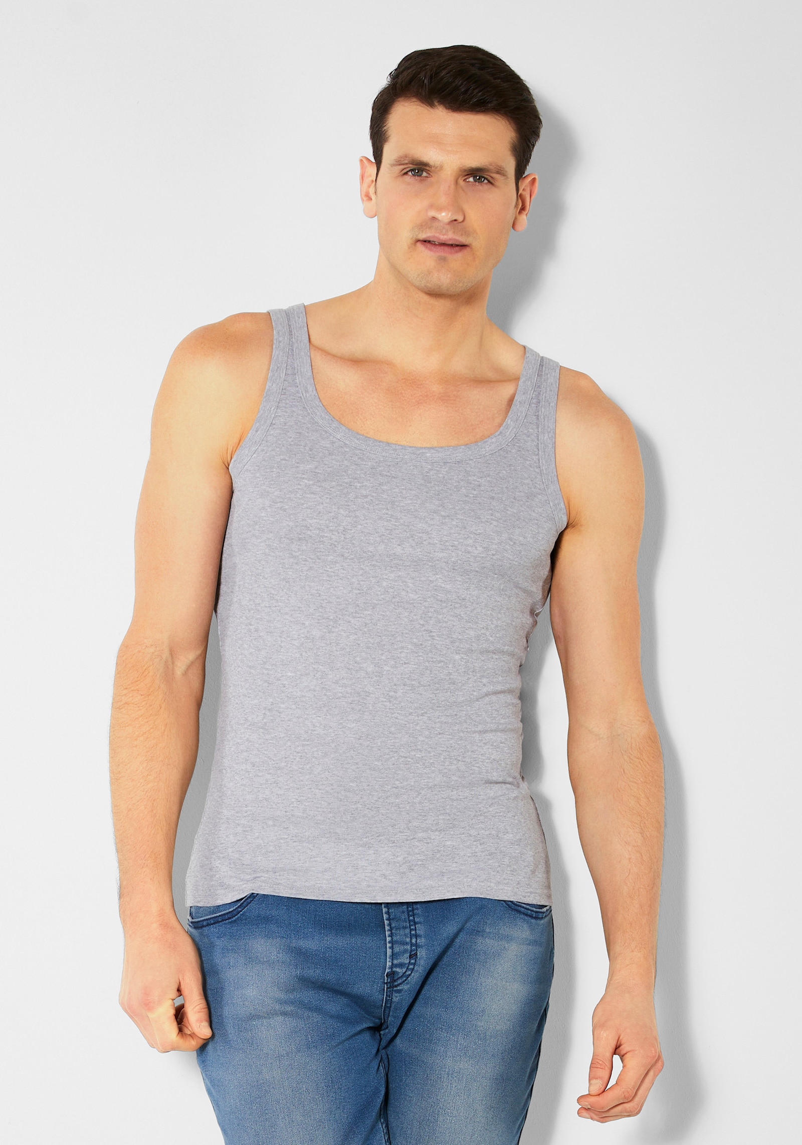 H.I.S Tanktop - grijs gemêleerd, zwart