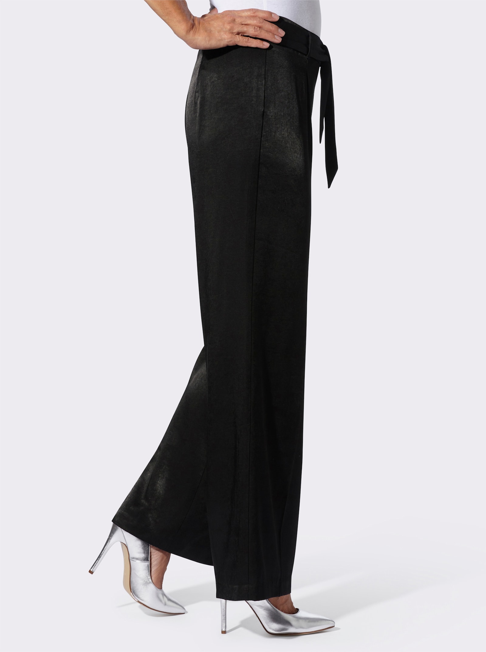 Marlene-Hose in Satin-Qualität - schwarz
