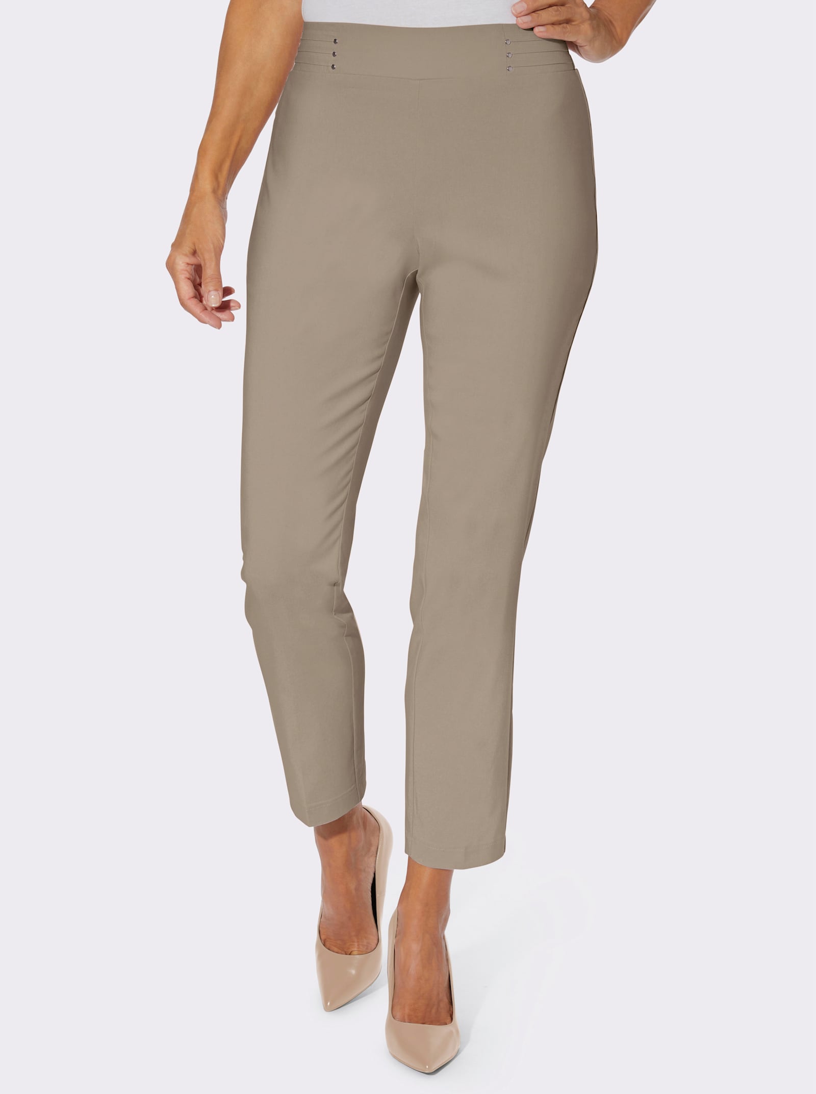 Comfortbroek met persplooien - beige