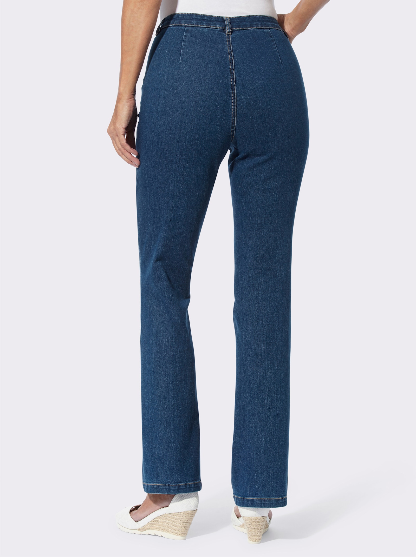 Jeans met bloemenborduursel - blue-stonewashed