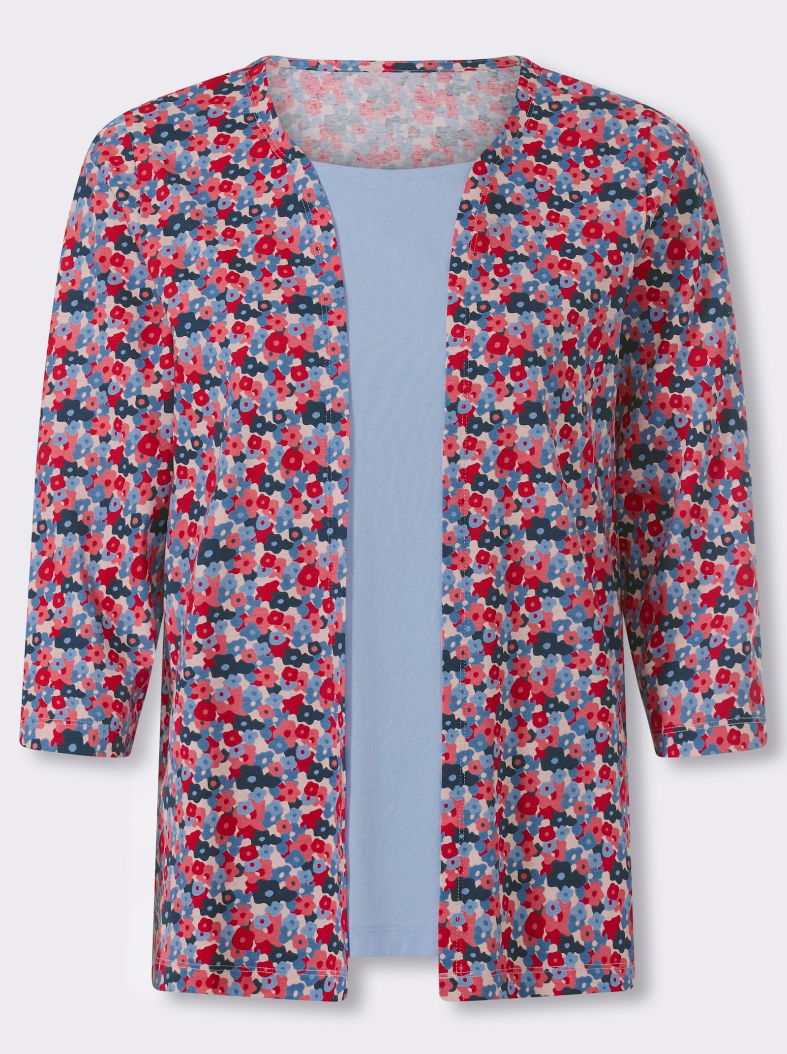 2-in-1-Shirt aus reiner Baumwolle - dunkelblau-rot-bedruckt