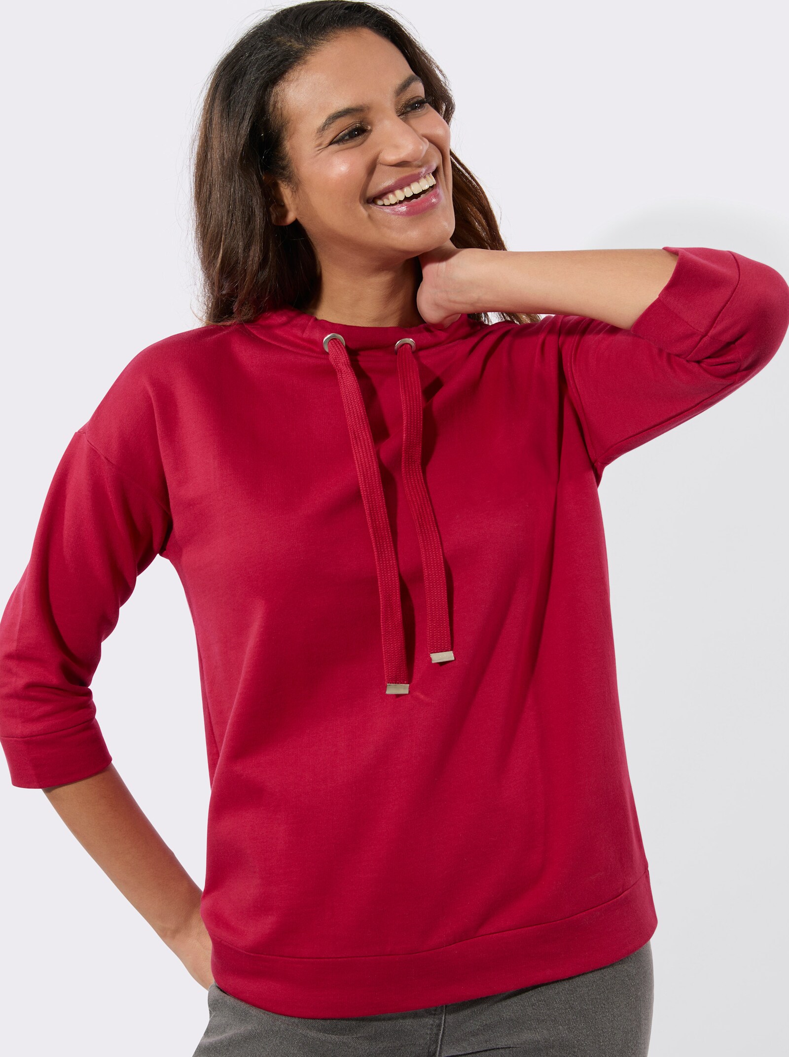 Sweatshirt mit überschnittenen Schultern - rot