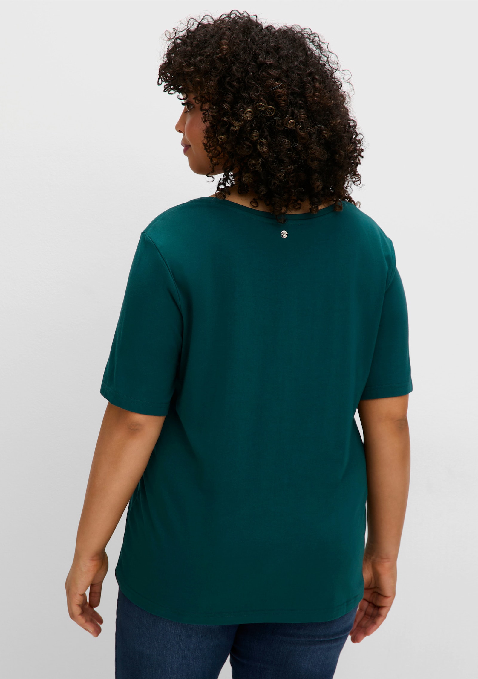 sheego Rundhalsshirt leicht tailliert, aus Jersey - petrol