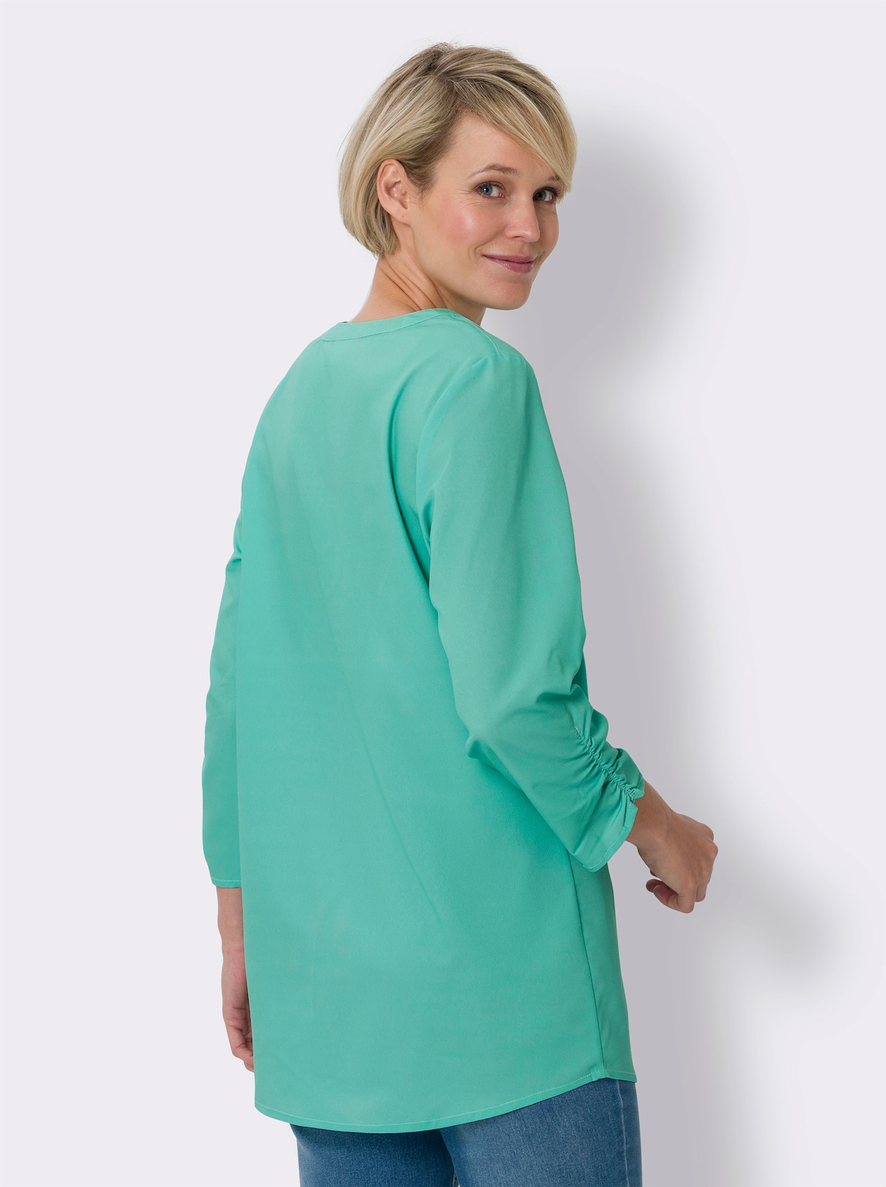 Longline blouse - blauwgroen