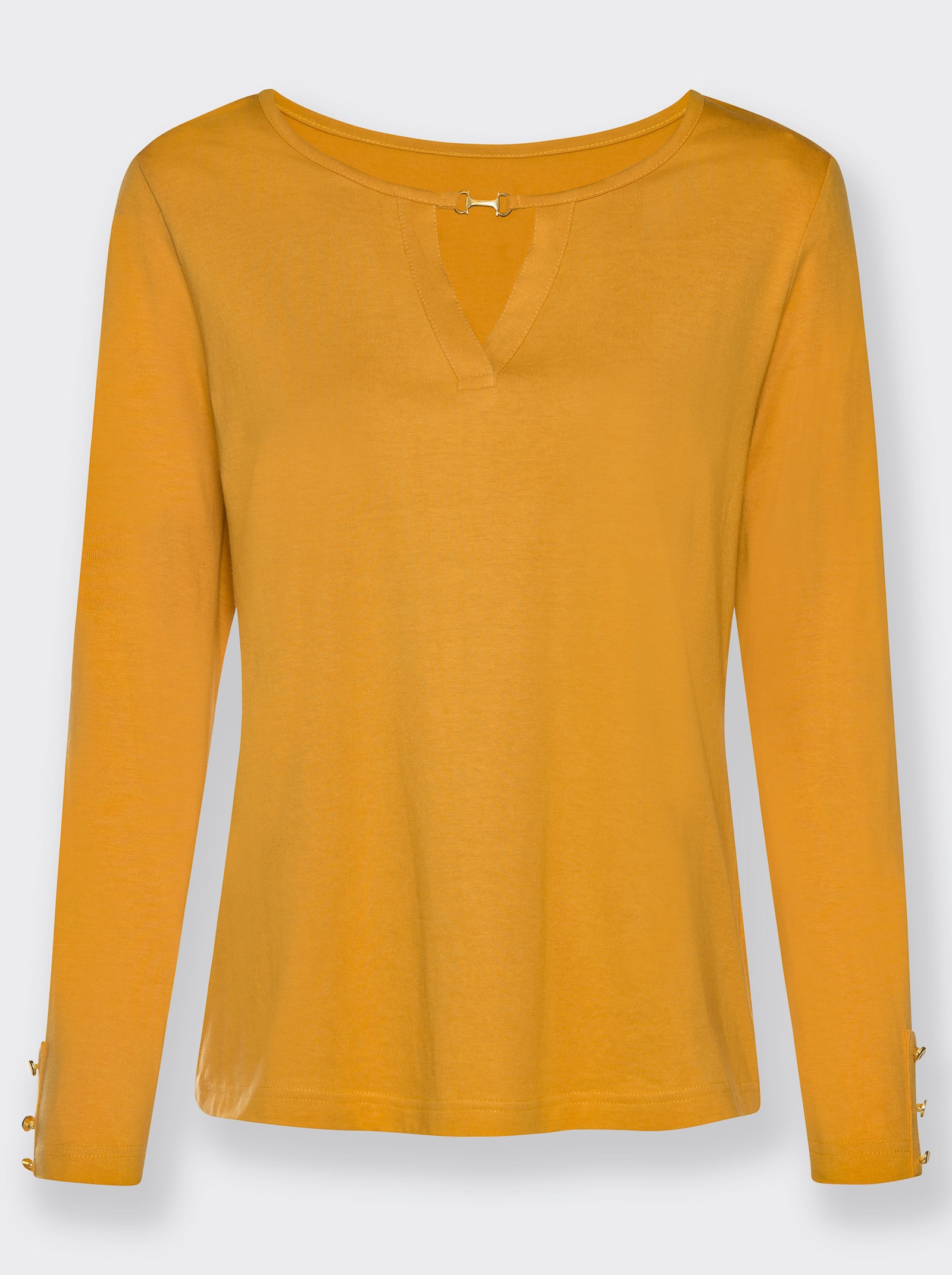 Langarmshirt mit goldfarbenen Details - curry
