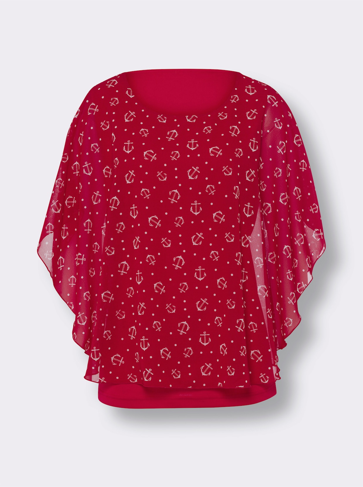 Georgetteblouse - rood/wit geprint