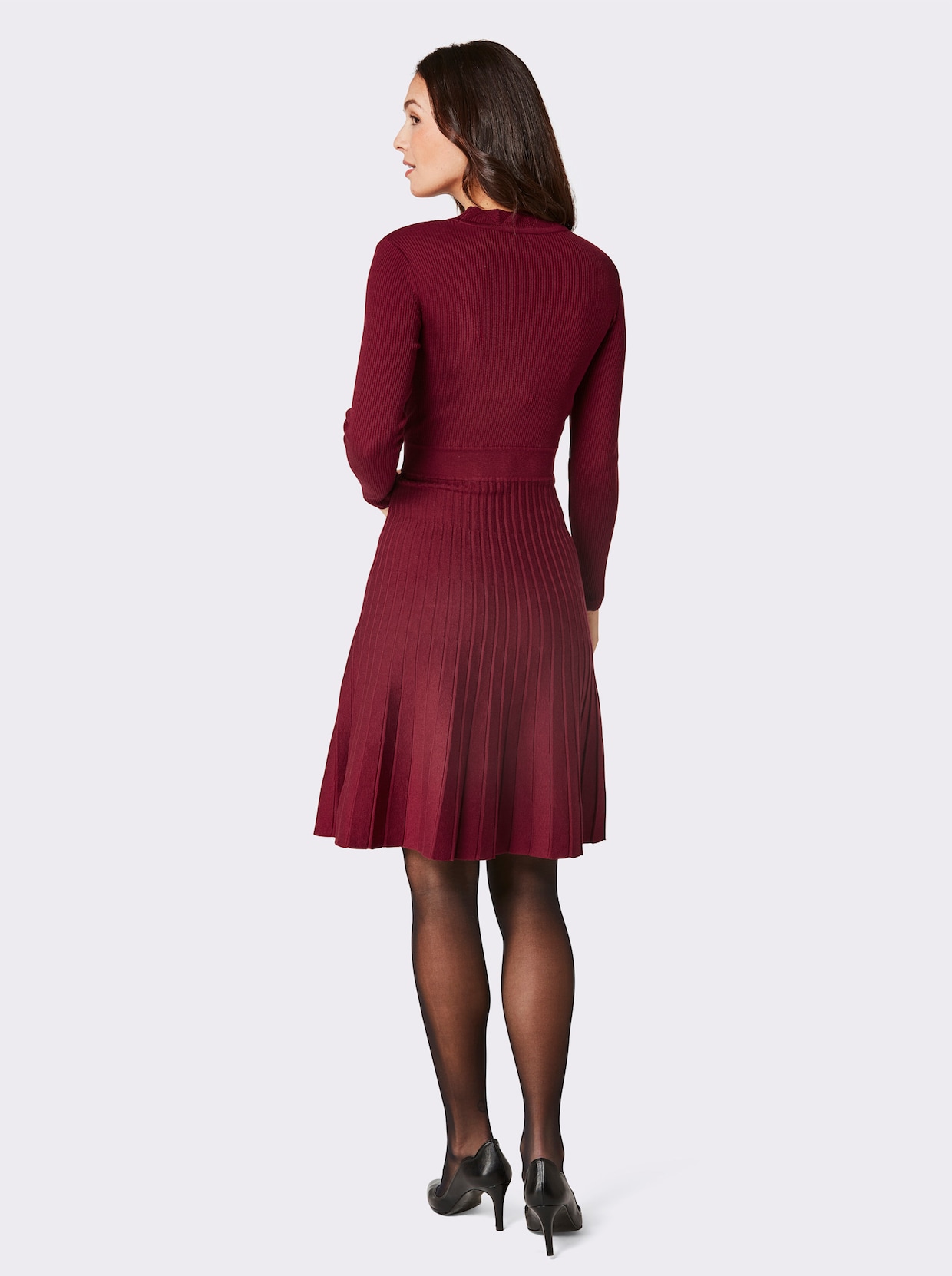 CREATION L PREMIUM Gebreide jurk van lyocell en viscose - donkerrood