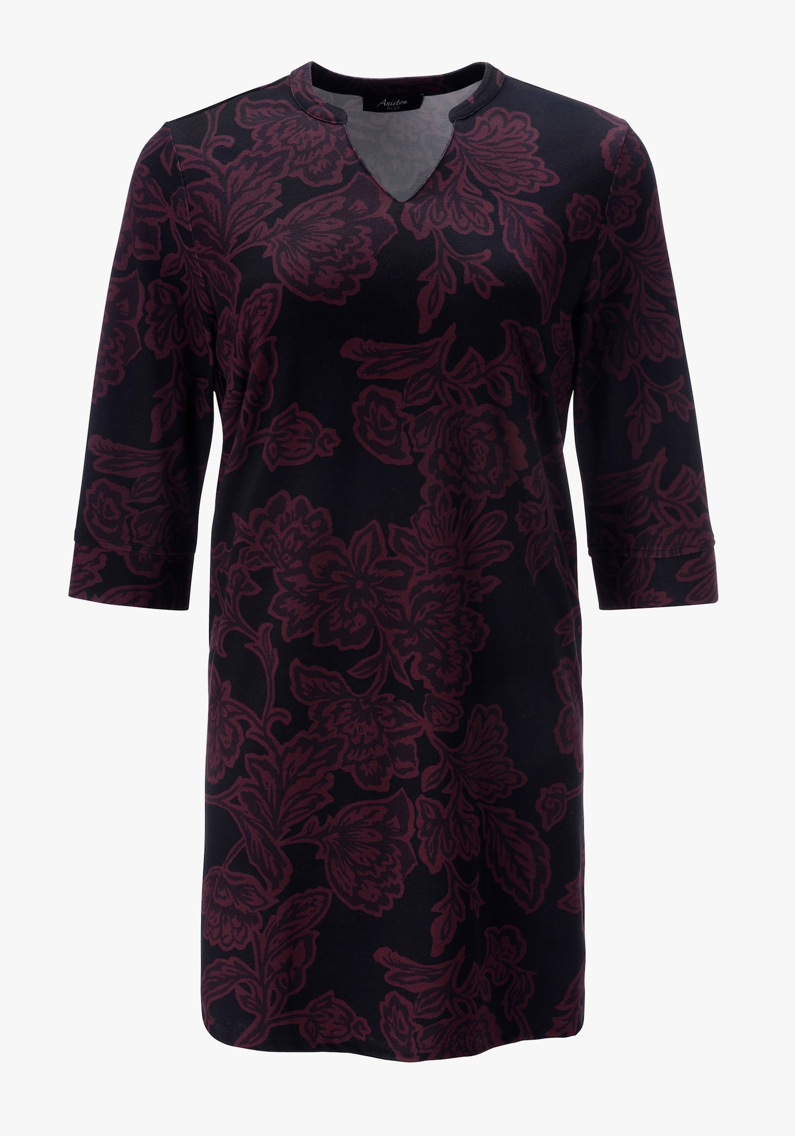 Aniston PLUS Jerseykleid - schwarz-bordeaux