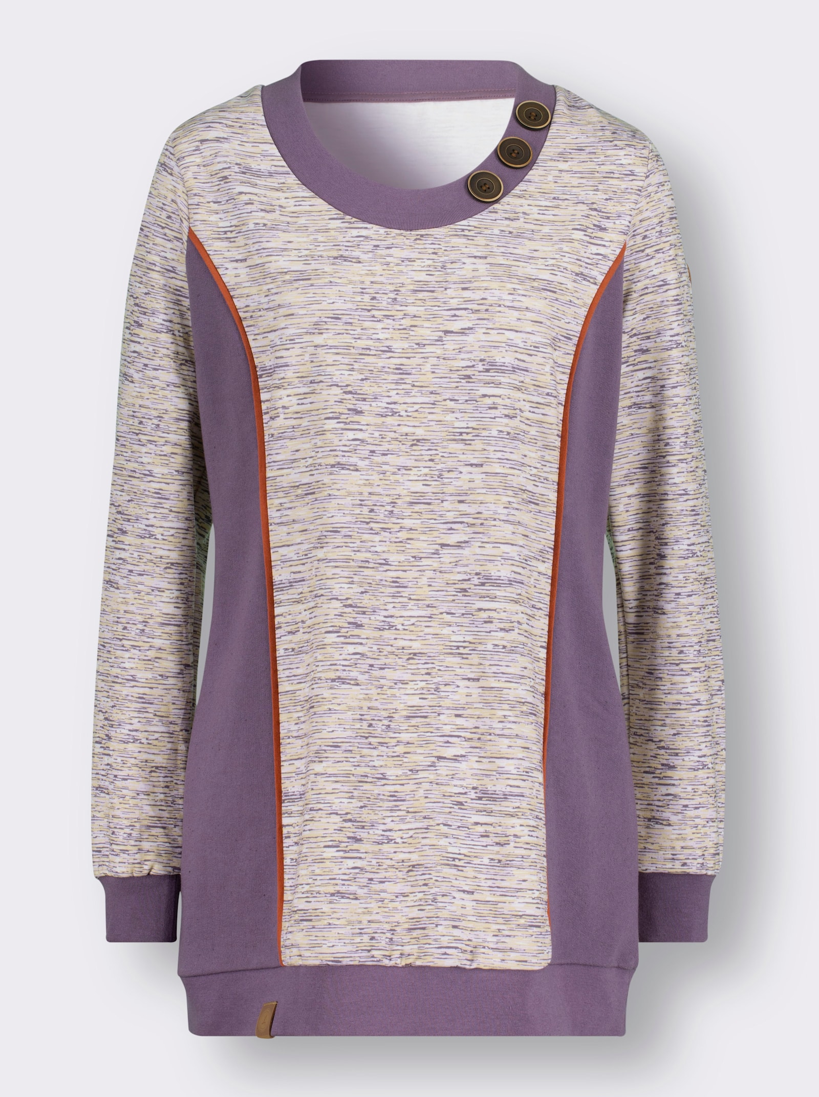 Sweatshirt in Longform - feige-weiss-meliert